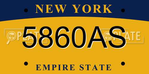 5860AS New York License Plate