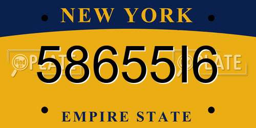58655I6 New York License Plate