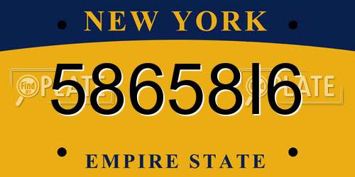 58658I6 New York License Plate