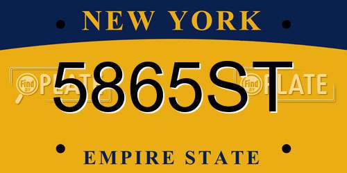 5865ST New York License Plate