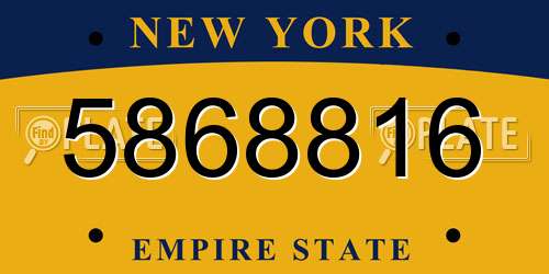 5868816 New York License Plate