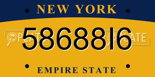 58688I6 New York License Plate