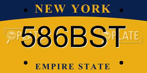 586BST New York License Plate