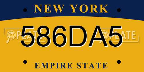 586DA5 New York License Plate