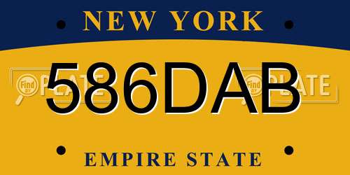 586DAB New York License Plate