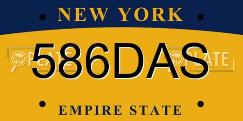 586DAS New York License Plate