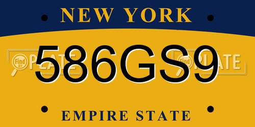 586GS9 New York License Plate