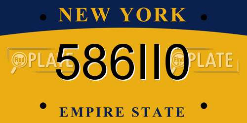 586II0 New York License Plate
