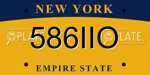 586IIO New York License Plate