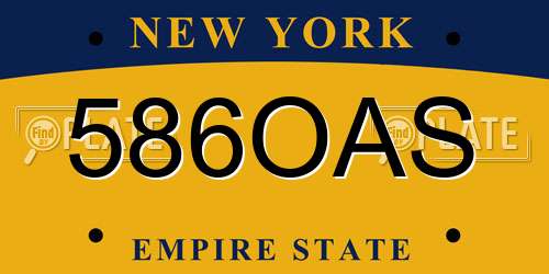 586OAS New York License Plate