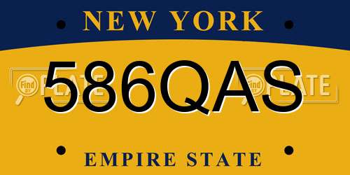 586QAS New York License Plate