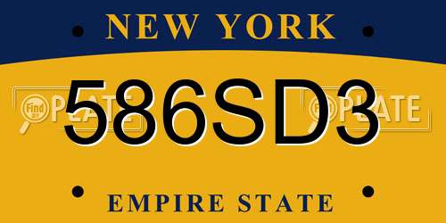 586SD3 New York License Plate