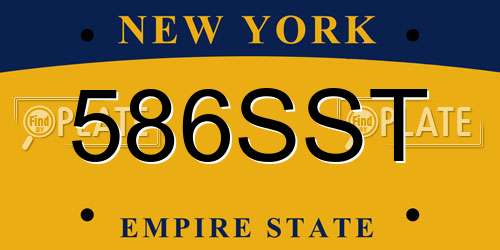 586SST New York License Plate