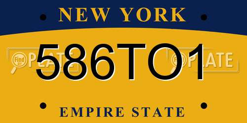 586TO1 New York License Plate