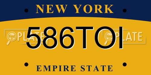 586TOI New York License Plate