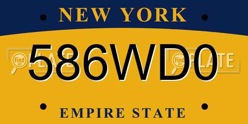 586WD0 New York License Plate