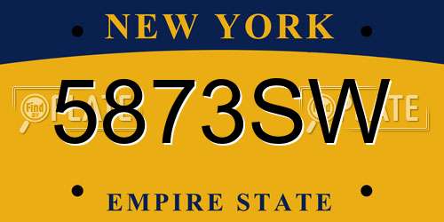 5873SW New York License Plate