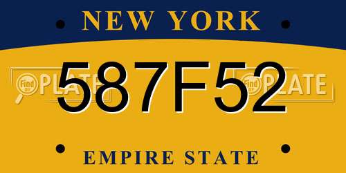 587F52 New York License Plate