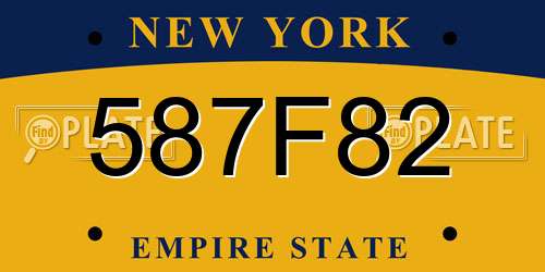 587F82 New York License Plate