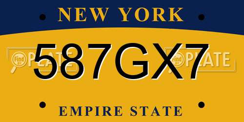 587GX7 New York License Plate