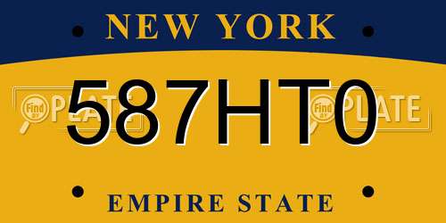 587HT0 New York License Plate