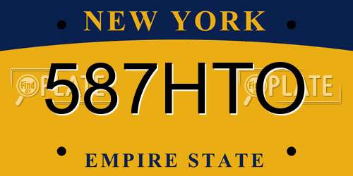 587HTO New York License Plate