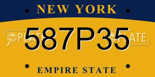 587P35 New York License Plate