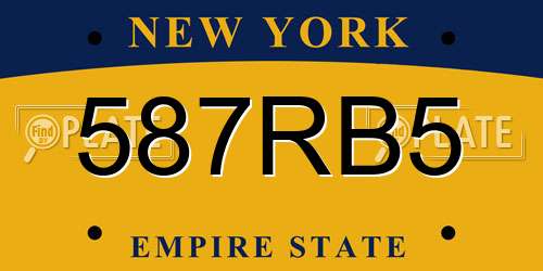 587RB5 New York License Plate