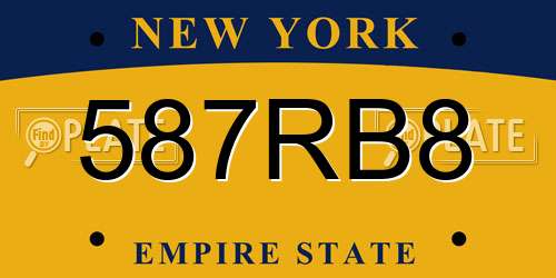 587RB8 New York License Plate