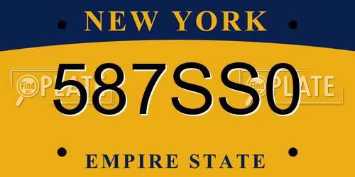 587SS0 New York License Plate