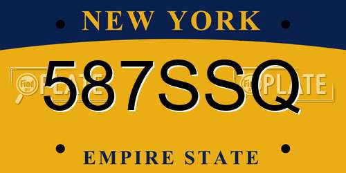 587SSQ New York License Plate