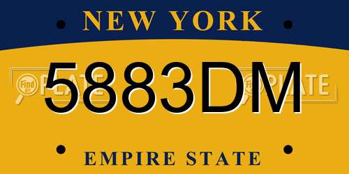 5883DM New York License Plate