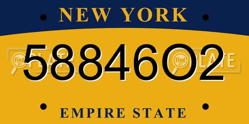 58846O2 New York License Plate