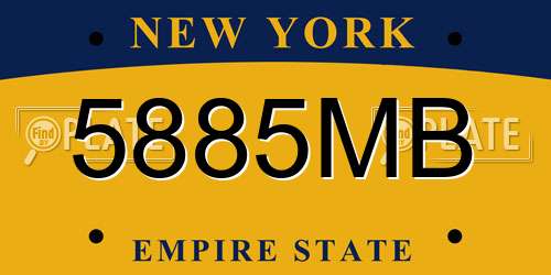 5885MB New York License Plate