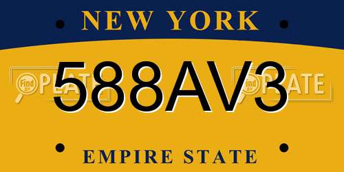 588AV3 New York License Plate
