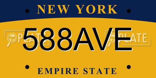 588AVE New York License Plate