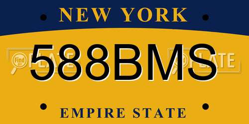 588BMS New York License Plate