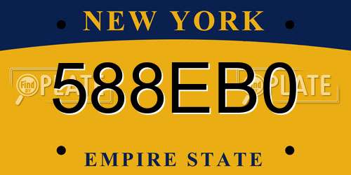 588EB0 New York License Plate