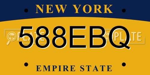 588EBQ New York License Plate