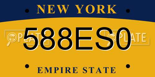 588ES0 New York License Plate