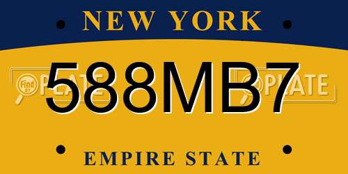 588MB7 New York License Plate