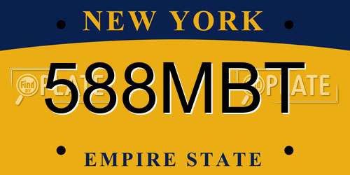 588MBT New York License Plate