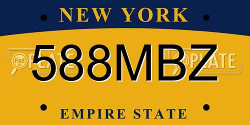 588MBZ New York License Plate