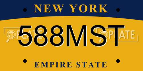 588MST New York License Plate