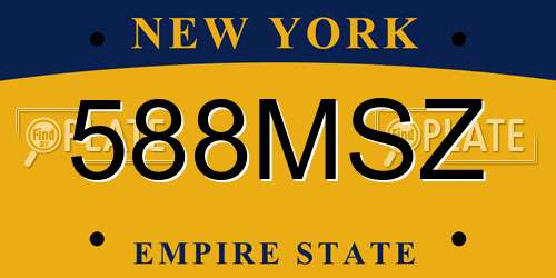 588MSZ New York License Plate