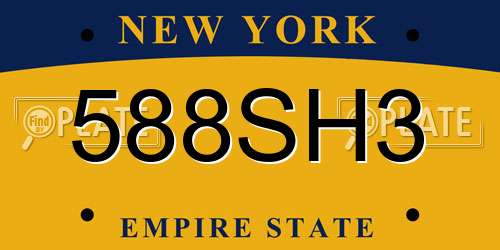 588SH3 New York License Plate