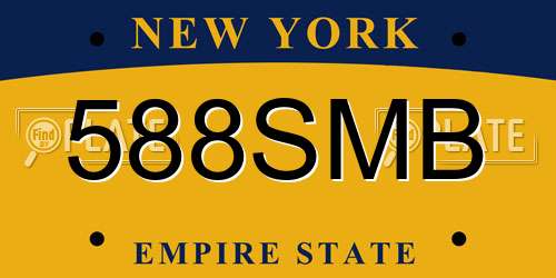 588SMB New York License Plate
