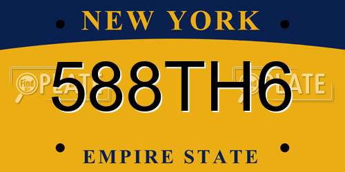 588TH6 New York License Plate