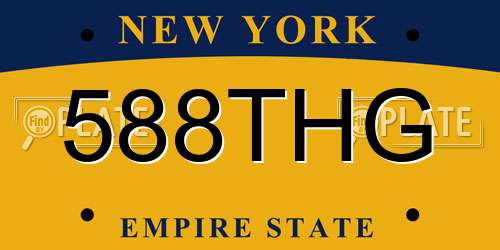 588THG New York License Plate