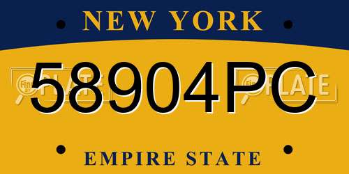 58904PC New York License Plate